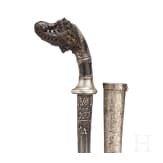 An Indonesian klewang with silver incrusted Damascus blade, 19th century