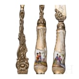 Vermeille-Luxusbesteck mit Porzellangriffen, Wien, um 1880