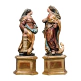 Ein Paar Heiligenfiguren, Katharina und Barbara, s&uuml;ddeutsch, Mitte 18. Jhdt.