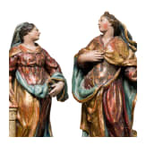 Ein Paar Heiligenfiguren, Katharina und Barbara, s&uuml;ddeutsch, Mitte 18. Jhdt.