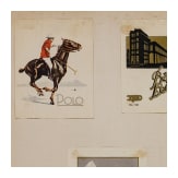 Willi Engelhardt - vier Kartonplatten mit Werbe- und Reklamebl&auml;ttern sowie Briefk&ouml;pfen, mit Pschorr-Br&auml;u, Gretchen-Post, Dix-Film M&uuml;nchen, sowie ein Sonderdruck "Soldaten und K&uuml;nstler", 1941