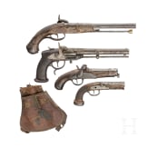 Vier Perkussionspistolen und ein osmanisches Holster, 19. Jhdt.