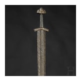 A Scandinavian Viking sword with inscribed Damascus blade, 10th century
