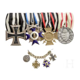A four-piece medal bar and a miniature chain, World War I