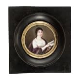 A French miniature portrait of a young woman with letter, Paris, circa 1810