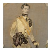 Emperor Franz Joseph I of Austria - an embroidered portrait of the young emperor, circa 1850