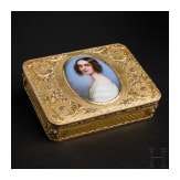 Kaiserin Elisabeth von Österreich - goldene Geschenkdose mit Portrait der Prinzessin Alexandra Amalie von Bayern, Carl Martin Weishaupt & Söhne, Hanau, 1850
