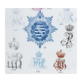 A large test-plate of the Saxon porcelain manufacturer Frauenreuth showing regimental signs and noble crests