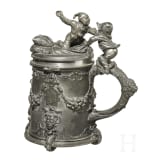 A patriotic tin tankard with Napoleon III and the German Michel, dated "Barth München 1871"