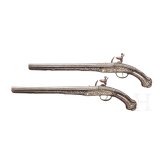 Ein Paar silbermontierte Steinschloss-Orientpistolen, osmanisch, um 1820/30