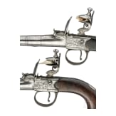 A cased pair of Queen Anne flintlock pocket pistols by Archer in London, circa 1760