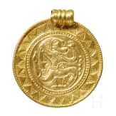 A North Germanic jewellery bracteate (B-bracteate) of gold, late 5th - early 6th century A.D.