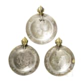 Drei vergoldete Silberanhänger mit bildlichen Darstellungen, Kiewer Rus, 12. - 13. Jhdt.