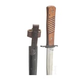 A DEMAG trench knife with wooden grip scales