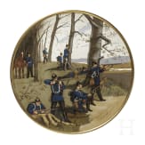 A large wall plate showing the Prussian Guard Infantry, Mettlach, Villeroy & Boch, circa 1880