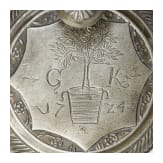 A Bohemian pewter-mounted glass jug with coat of arms of the House of Valois-Burgundy, dated 1724