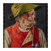 Franz Xaver W&ouml;lfle - Pfeife rauchender Bauer, s&uuml;ddeutsch, 1. H&auml;lfte 20. Jhdt.