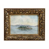 Blick auf die Fraueninsel mit den Chiemgauer Alpen, datiert 1912