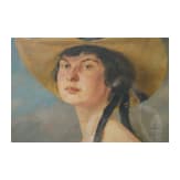 Toni Roth (1899 - 1971) - Portrait einer jungen Dame mit Hut