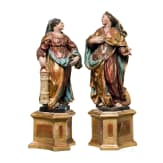 Ein Paar Heiligenfiguren, Katharina und Barbara, s&uuml;ddeutsch, Mitte 18. Jhdt.
