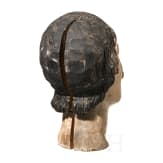 Gefasster Holzkopf f&uuml;r eine Harnischpuppe, deutsch, um 1900