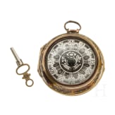 Spindeluhr mit Schildpatt-Lupenmalerei, England, um 1750