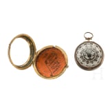 Spindeluhr mit Schildpatt-Lupenmalerei, England, um 1750