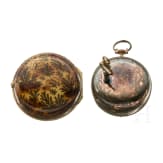 Spindeluhr mit Schildpatt-Lupenmalerei, England, um 1750