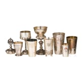 Acht silberne Sch&uuml;tzen-Pokale und ein Deckel, deutsch, Wilhelm Binder (zwei), 1884 - 1930