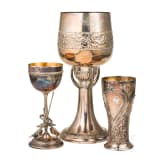Drei Sch&uuml;tzen-Pokale, Geislingen, WMF, um 1910 bzw. datiert 1924 bzw. 1926