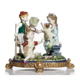Figurengruppe "Kinder beim Puppenspiel", deutsch, 20. Jhdt.
