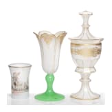 Deckelpokal, Becher und Fu&szlig;vase, B&ouml;hmen, 19. Jhdt.