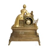 Empire-Kaminuhr mit Allegorie der Poesie, Frankreich, Uhrwerk Belgien, um 1820