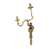 Feuervergoldeter zweiflammiger Wandleuchter mit Putto, Frankreich, 19. Jhdt.