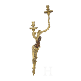 Feuervergoldeter zweiflammiger Wandleuchter mit Putto, Frankreich, 19. Jhdt.