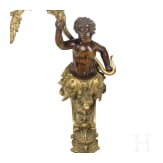 Feuervergoldeter zweiflammiger Wandleuchter mit Putto, Frankreich, 19. Jhdt.