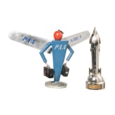 Reiseb&uuml;ro-Tisch-Modell "Pan American Airways N 021 V", 50er Jahre, sowie Satelliten-Spardose "Railroadmen's Federal Savings", mit Schl&uuml;ssel