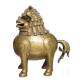 Bronzegef&auml;&szlig; in Form eines Fo-Hundes, China, 1. H&auml;lfte 20. Jhdt.