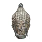 Buddhakopf aus Bronze im Khmer-Stil, Kambodscha, um 1900