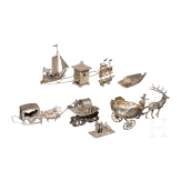 Konvolut Silberminiaturen, Transport und Bewegung, Eurasien, fr&uuml;hres 20. Jhdt.