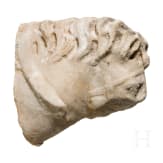Fragment vom Kopf eines Pferdes, Marmor, römisch, 2. - 3. Jhdt.