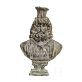 Bronzeapplik in Form einer Serapisbüste, römisch, 1. - 2. Jhdt.