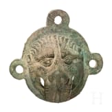 Bronzene Löwenkopfapplik, römisch, 2. - 3. Jhdt.