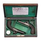 Ein Paar Reiseperkussions-Terzerole im Kasten, Smith Sheffield, um 1840