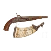 Musketierpulverflasche, deutsch, um 1600, dazu Pistole