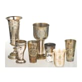 Sieben versilberte Sch&uuml;tzen-Pokale, deutsch, 1888 - 1971