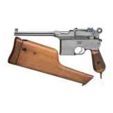 A Mauser C 96, "Late Flatside", USA, with shoulder stock