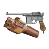 A Mauser C 96, "Wartime Commercial", with shoulder stock and leather harness, Imperial Army