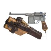 Mauser C 96, "Wartime Commercial", with shoulder stock and leather harness