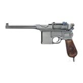 A Mauser C 96/16 with matching shoulder stock and leather harness,